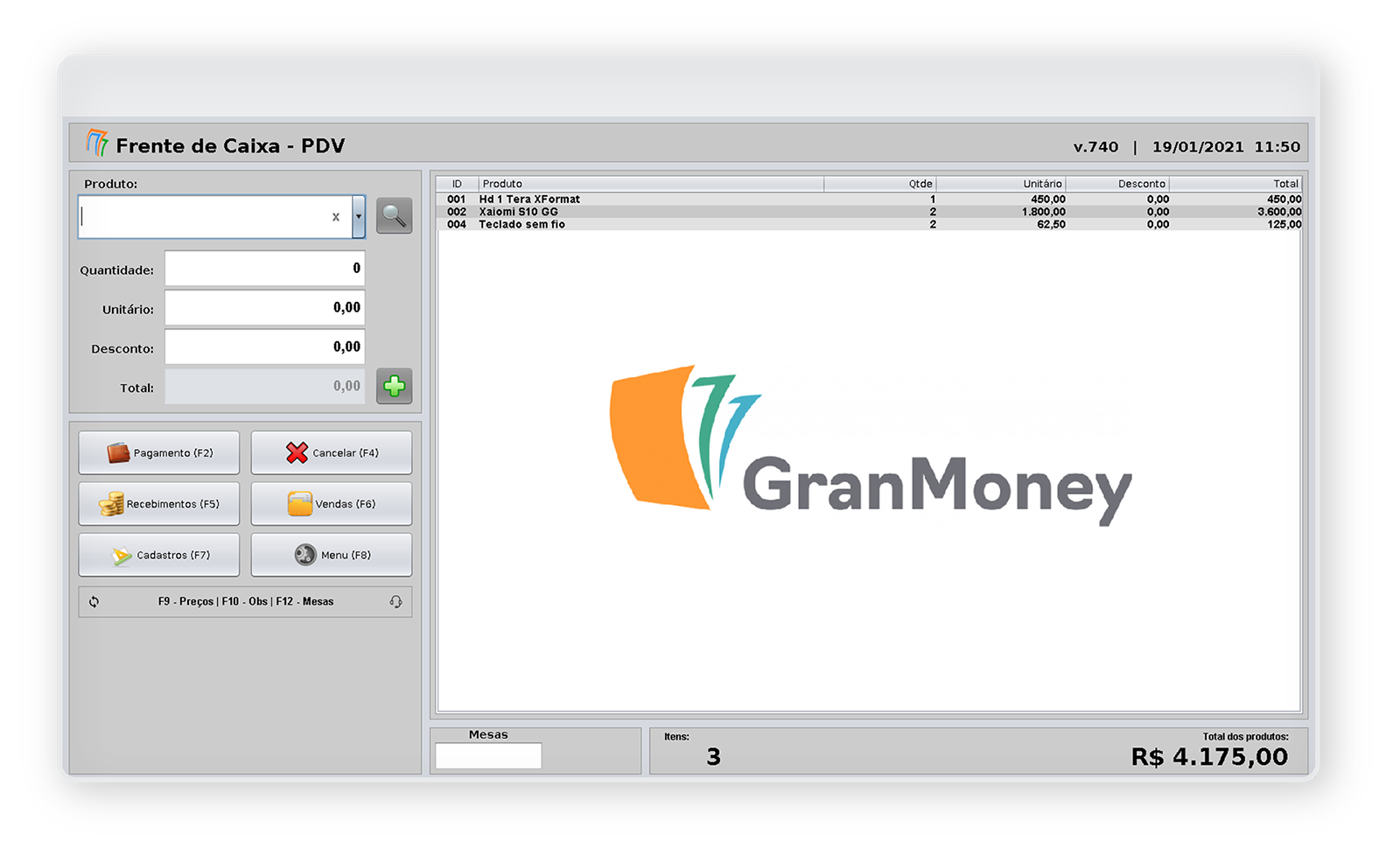 PDV Frente de Caixa GranMoney - Sistema Offline
